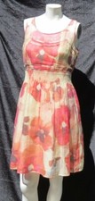 TAHARI Arthur S Levine Floral Watercolor Print Tencel Sleeveless Dress US 4 XS S
