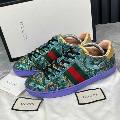 GUCCI Sneakers ACE Web Floral Embroidered White Leather 36 US 6 Women's $795