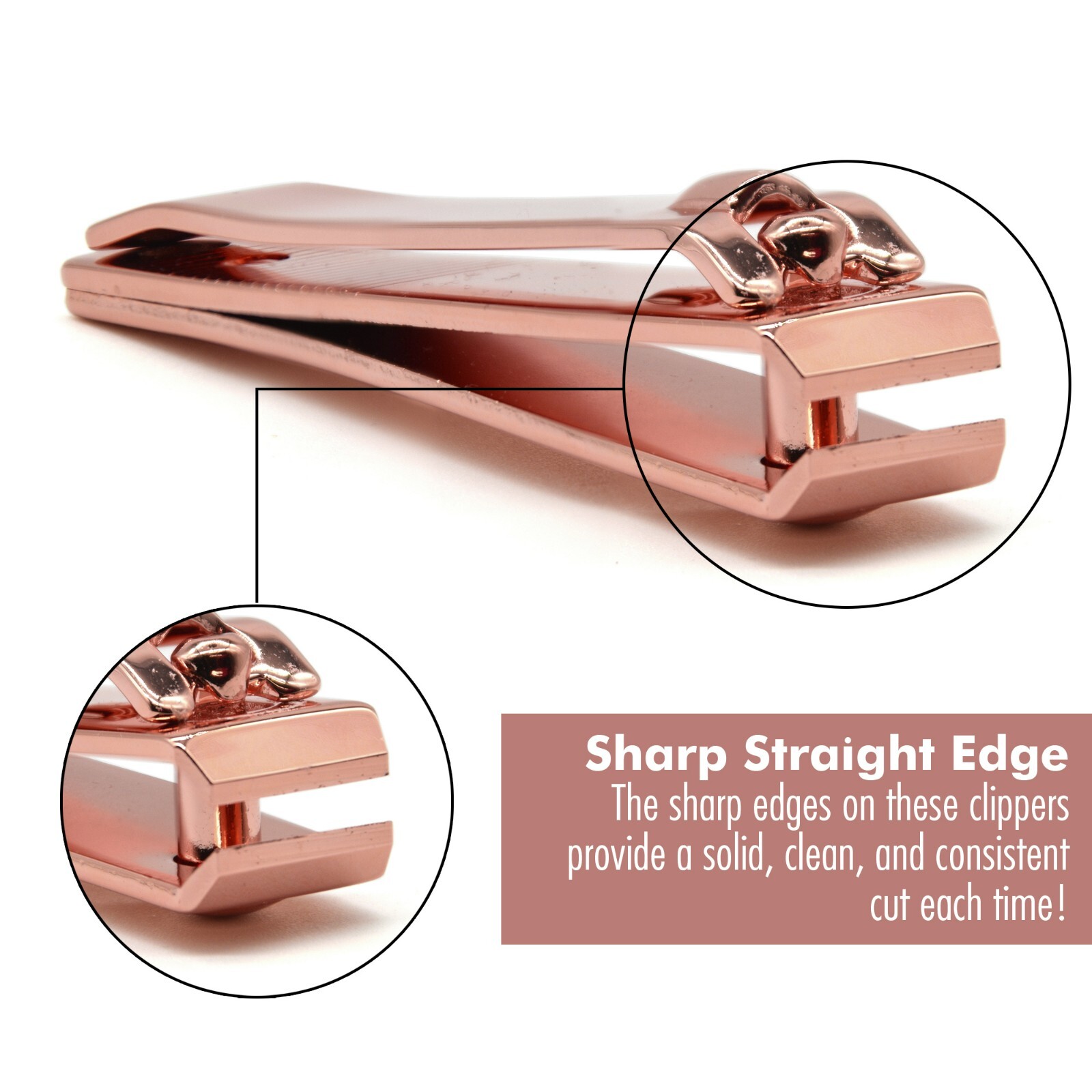 Rose Gold Nail Clipper Finger Toenail Cutter Nail Trimmer Straight Edge Clippers