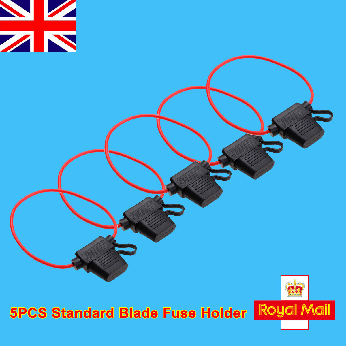 5 Pcs In Line Standard Blade Fuse Holder Splash Proof 12V 30A Car
