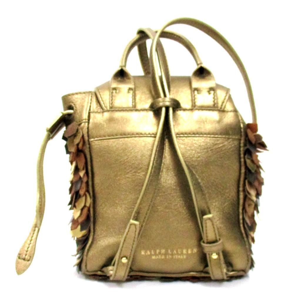 RALPH LAUREN METALLIC LEATHER APPLIQUE MICRO BACKPACK Gem
