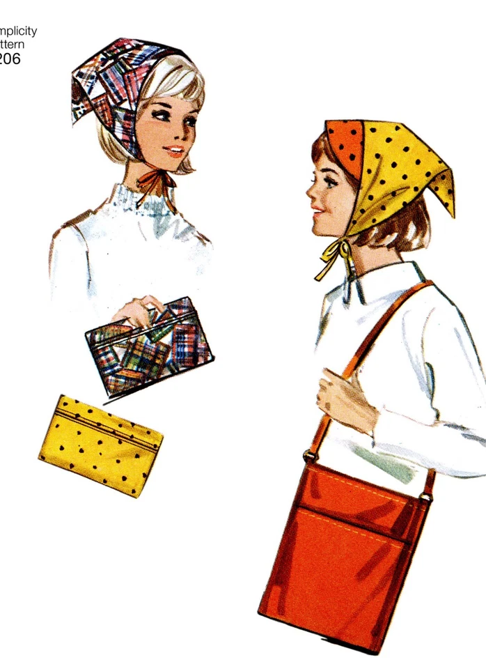 Simplicity 6206 EASY Apron Scarf Bandana Smock Oven Mitt Bag Purse Pattern - Image 2 of 4