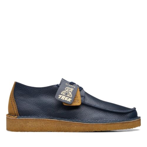 Clarks Originals Mens Seam Trek Blue Leather Casual  Shoes - Afbeelding 1 van 5