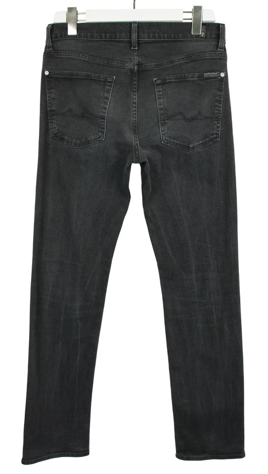 7 For All Mankind Slimmy Mujeres Jeans W31 Lavado Negro Cremallera Elástico - Imagen 2 de 4