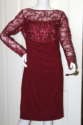 Marina Illusion Yoke Sequin Lace Long Sleeve Sheath Dress Sz 12 * 215 | eBay Marina Illusion Yoke Sequin Lace Long Sleeve Sheath Dress Sz 12 * 215 | eBay