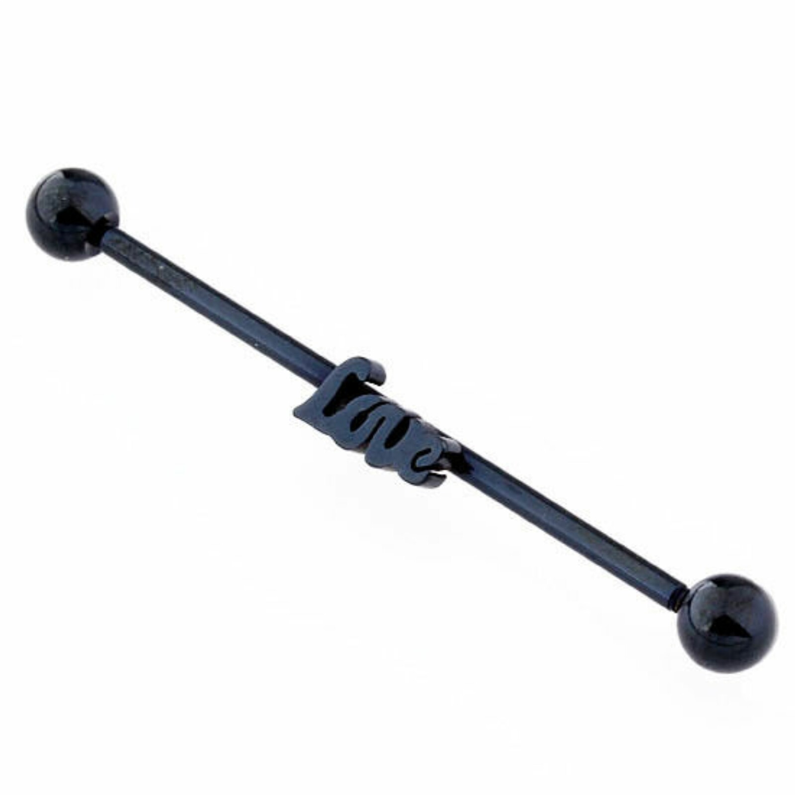 Love Industrial Ear Scaffold Barbell Anodized Black Body Piercing Bar 14g 38mm