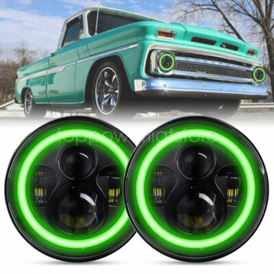 Pair 7'' Round LED Headlights Hi/Lo Beam For Chevy C10 C20 Pickup LUV Camaro Nova