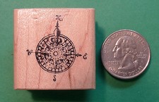 Compass - Map - Wood Mounted Rubber Stamp for classroom or geocaching