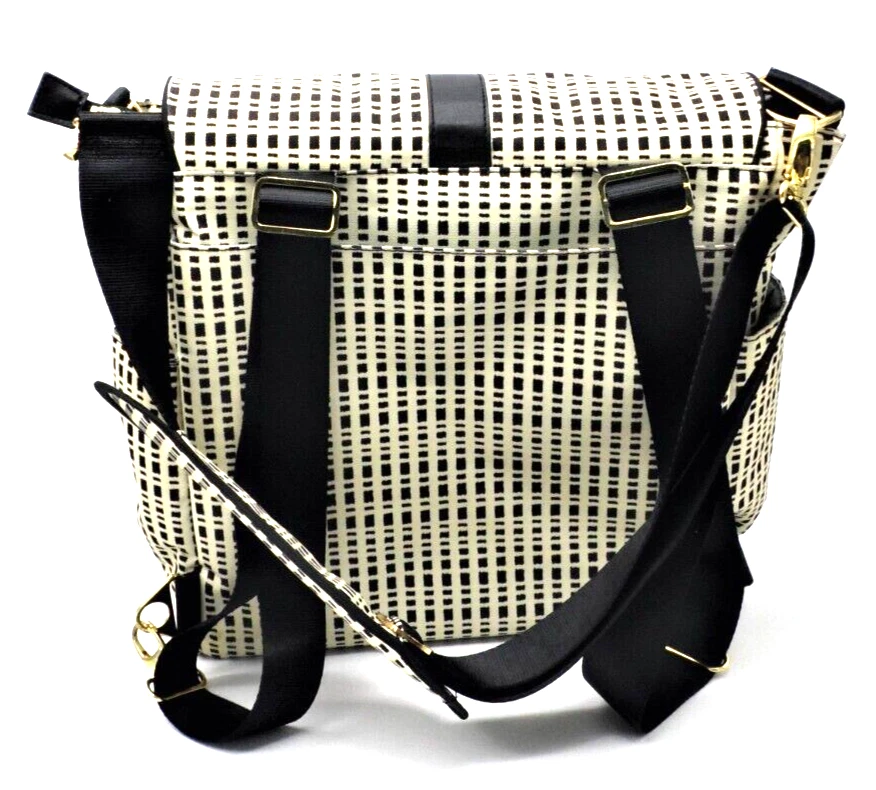 Bolsa de pañales/bolsa de mensajero de JJ Cole mochila blanca y negra Muchos compartimentos Foto 4 de 4