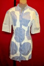 STELLA McCARTNEY White Blue Pin Stripes Dots LEANNA Run Way Dress size 38 $1275