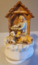 Ceramic Nativity Scene Music Box • Plays Silent Night