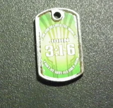 Christian Mini Dog Tag, Bible Scripture Verse John 3:16, Key or Necklace Chain