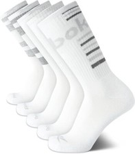 Reebok  Men's Performance Cushion Comfort Crew Socks, 5-Pack CR03002