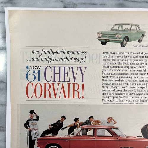 Chevy Corvair 700 4-Door Sedan 1961 Vintage LIFE Print Ad Lakewood & Greenbrier - Picture 2 of 9