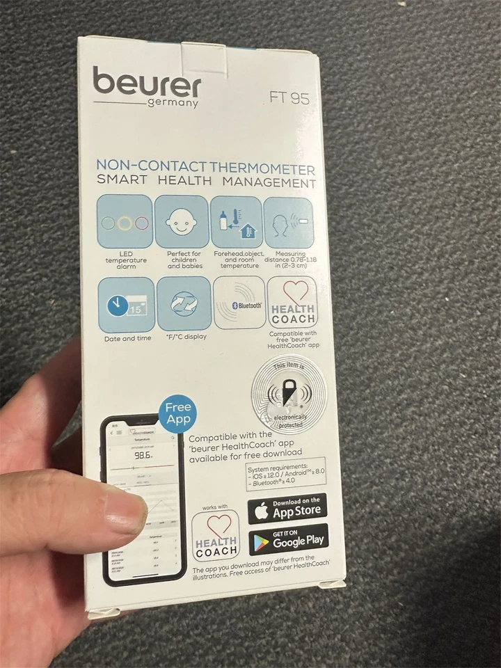 Beurer FT95 Bluetooth Termómetro Sin Contacto Nuevo En Caja Sistema Health Coach Nuevo Foto 4 de 4