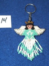 Adorable 3" Beaded Guardian Angel Keychain Handmade New 14