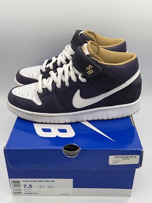 Size 7.5 - Nike SB Dunk Mid Pro Purple 314383-511 | eBay