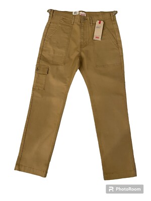 Levi's Utility Pants Mens 33/30 Khaki Stretch Below Waist Sightly