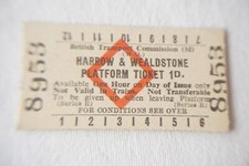 Harrow & Wealdstone British Rail BTC Platform Railway Train Ticket