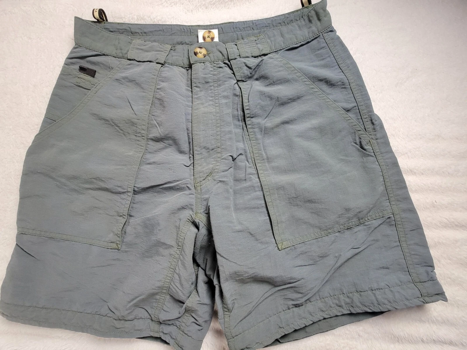 The North Face Mens Nylon Hiking Shorts Medium Green Lightweight Outdoor Wear