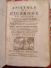 libro antico EPISTOLE DI CICERONE TOMO 2 1741 VENEZIA