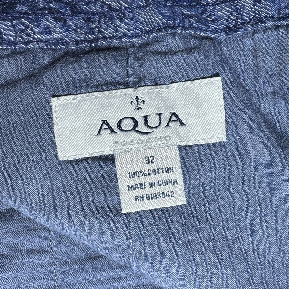 Pantalones Cortos Aqua Toscano Para Hombres 32 Cachemira Floral Azul Marino Golf Informales Frente Plano Chinos Foto 3 de 4