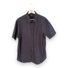 Black Purple Shirt Large Mens Print 100% Cotton Short Sleeved