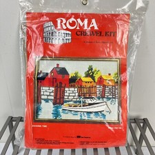 Roma Stitchery Vintage Crewel Needlepoint Kit Docking Time Boat Theme Nautical