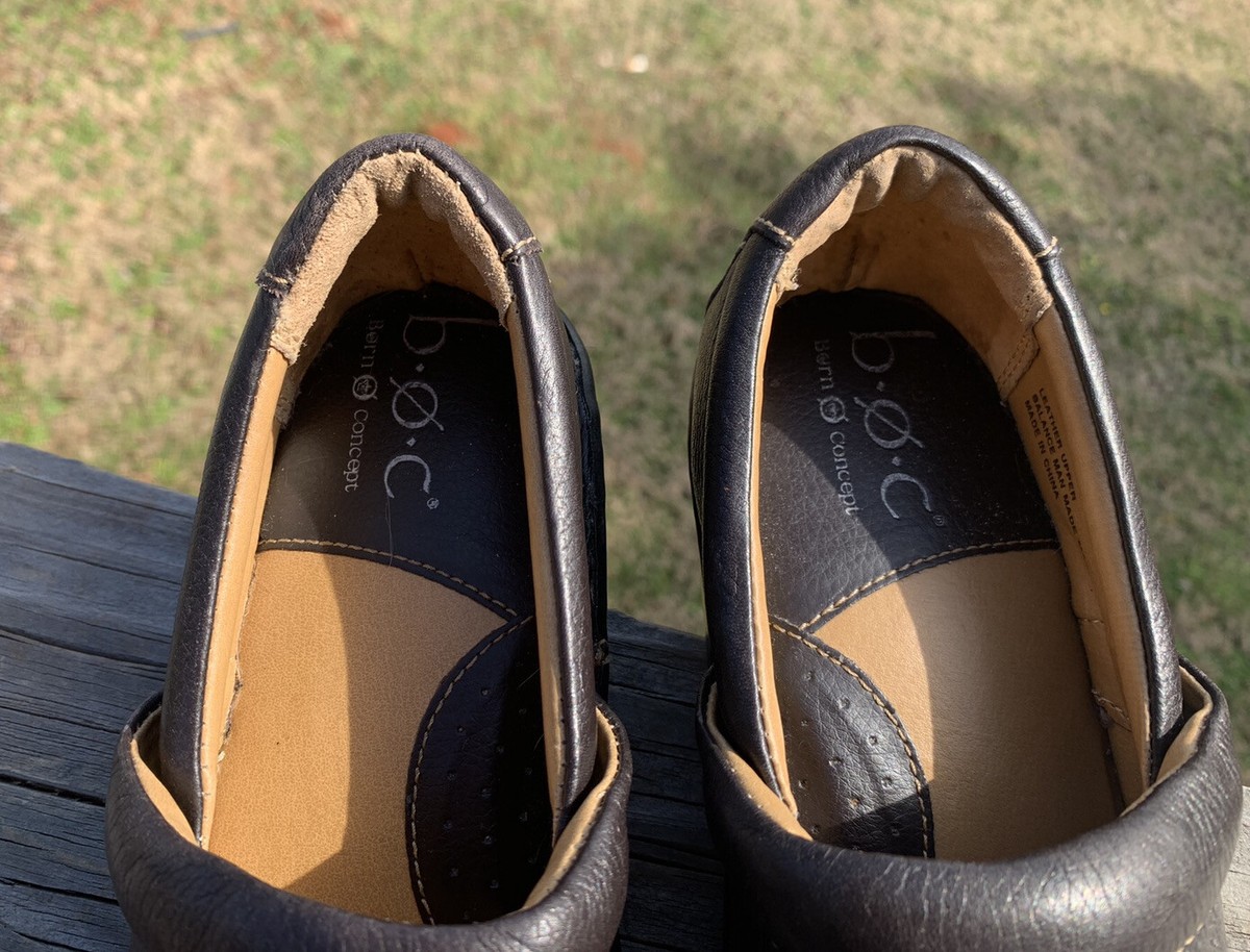 Born Mens Brown Leather Fabric Slip On Loafers H69006 Handcrafted Shoes Size 13M Amazon.com | BORN Men main image 3