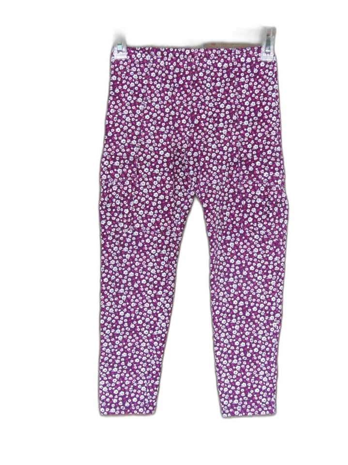 Pantalones Tea Collection Niñas Talla 10 Floral Púrpura Bolsillos Carga Flores 7F12221 Foto 3 de 4