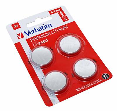4x Verbatim CR2450 Lithium Knopfzelle Batterie | 5029LC LM2450 DL2450 | 3V 580mA