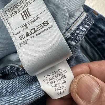GAP x GQ x AMI Paris High Rise Jeans Men 33x34 Blue Straight 