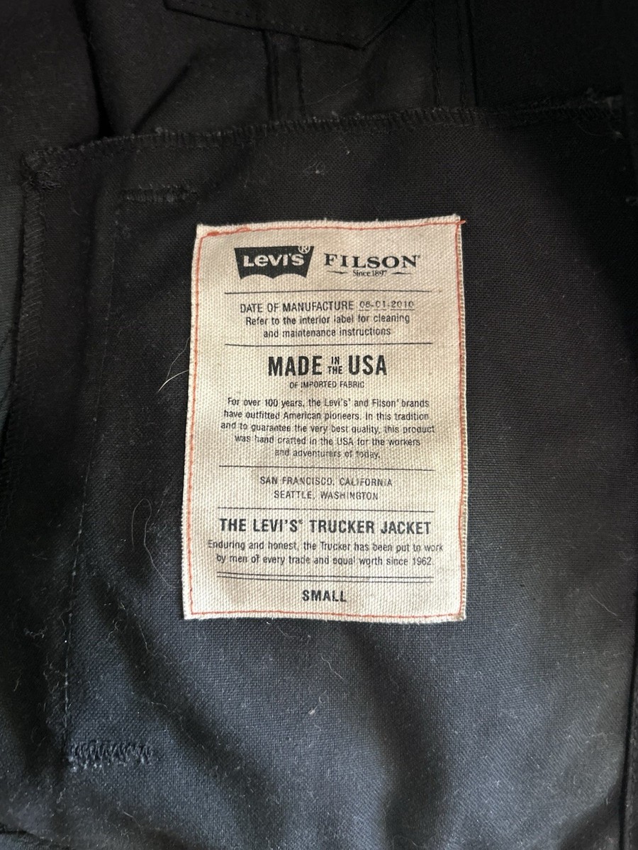 Levi's x Filson Black Trucker Jacket Men's Small Button Closure