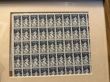 Loosely framed Babe Ruth baseball New York Yankees full mint sheet of 50 stamps