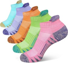 Womens Ankle Running Socks 5 Pairs Anti-Blister Cushioned Moisture Wicking