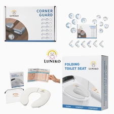 LuNiko Gray Travel Potty Seat & Baby Proofing Set | Corner Guards + Reward Chart