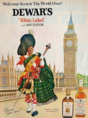 Dewar's White Label Ancestor Scotch Vintage Print Ad 1968 13''x10''