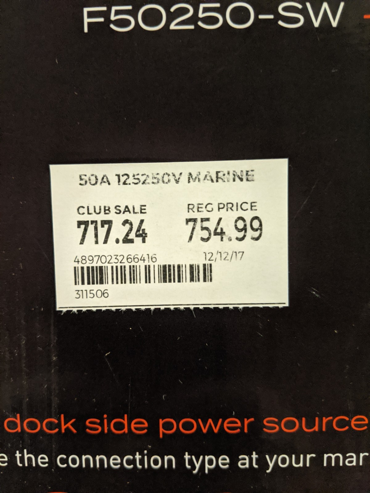 FURRION 50A 125/250V LED POWERSMART 50' POWER CORD F50150-SY  F50150-SW MARINE 