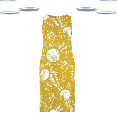 Ex Weird Fish Women s Sleeveless Jersey Shift Dress - Mustard Yellow (Defect)