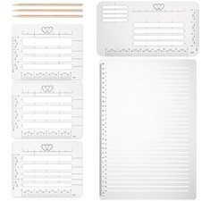 5 Pack Straight Line Stencil for Journaling with 3 Pcs Wooden Pen, Plastic En...