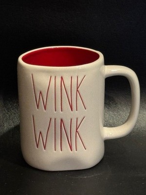 Rae Dunn WINK WINK White with Red Interior Mug NEW