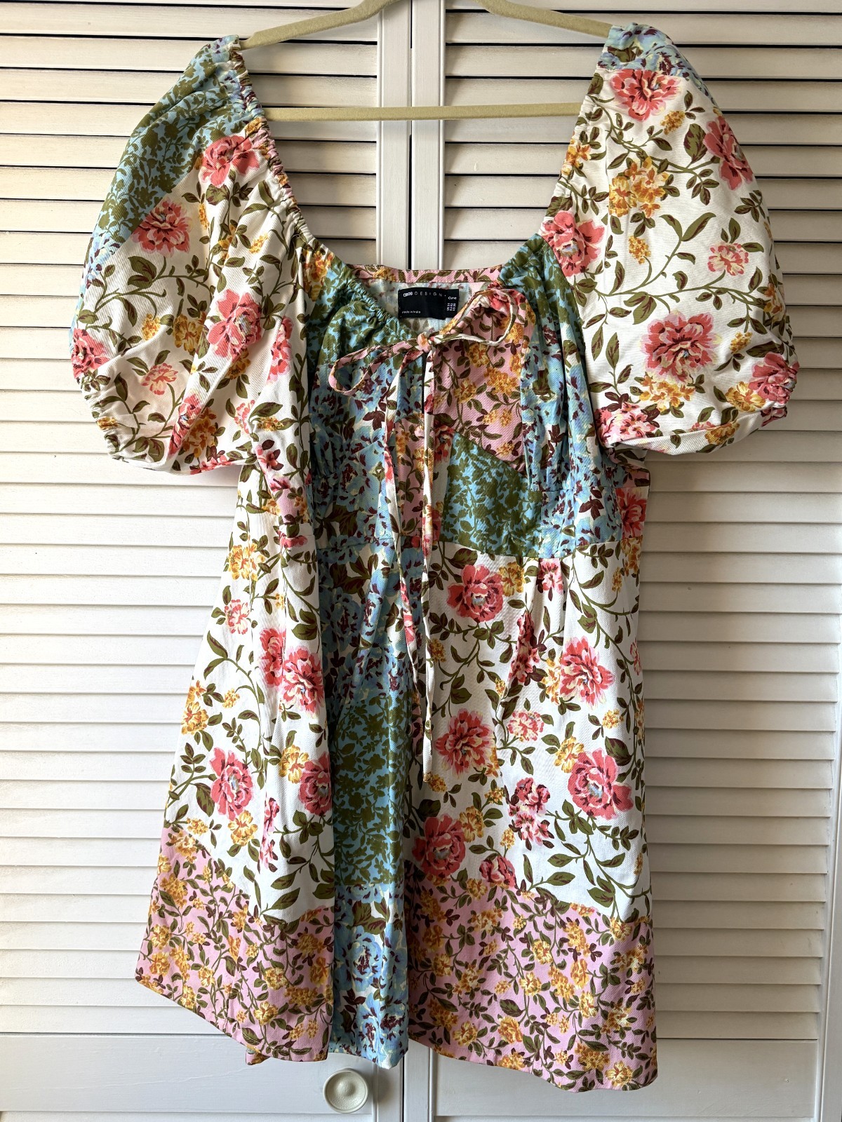 ASOS DESIGN twill sweetheart mini tea dress in mixed floral print size 20