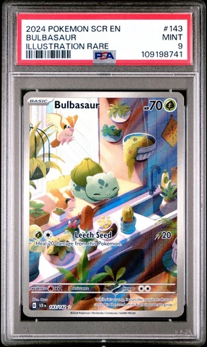 PSA 9 Mint Pokemon TCG Stellar Crown Bulbasaur 143/142 Illustration Rare