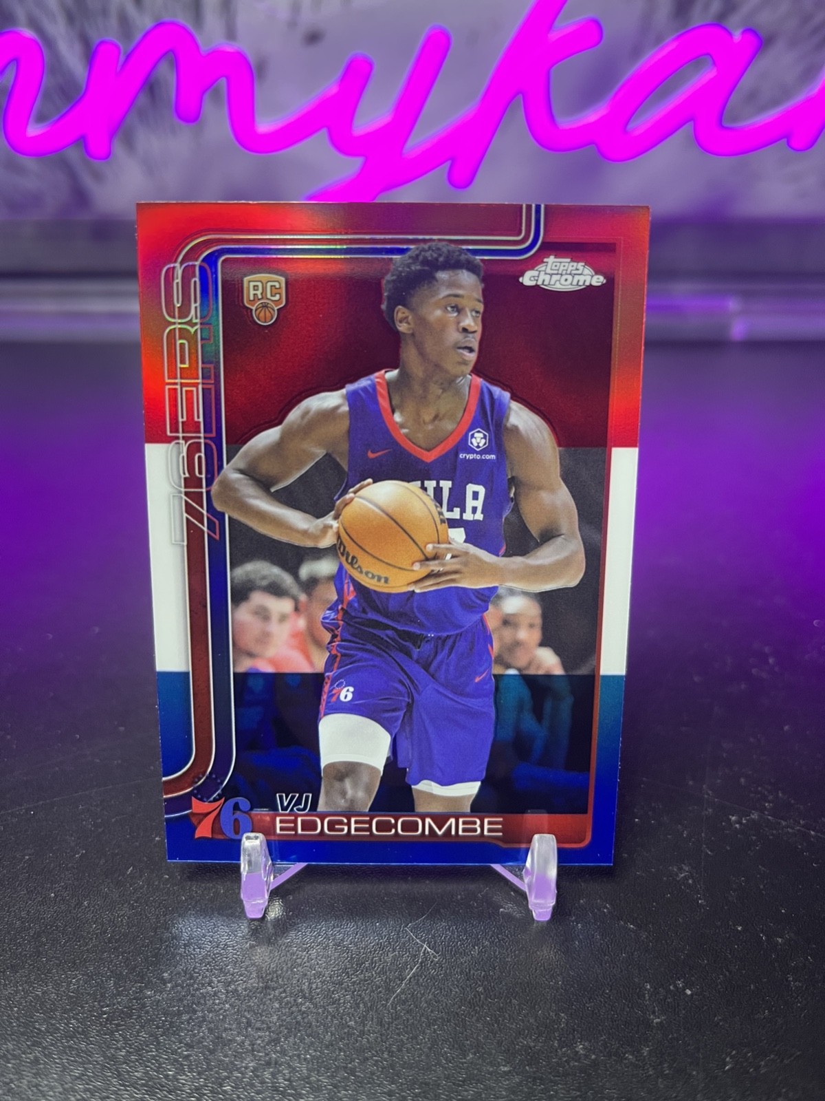 2025-26 Topps Chrome VJ Edgecombe Red White & Blue #253 RC 76ers
