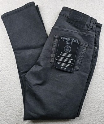 VGB Vintage Genes Black Slim Fit Gray French Terry Denim Jeans Mens 32x30