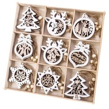 27 Piece Rustic Christmas Ornaments for Tree Decorations Wooden Twine s35