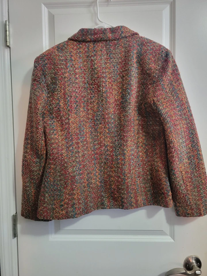 Vintage Requirements Blazer Womens Size 14 Gray Brown Red Green Lined Fall Color - Image 2 of 3