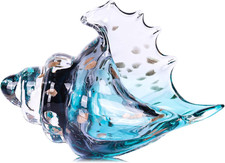 Hand Blown Glass Conch Statue,Sea Glass Art Figurine, Coastal Home Decor with Se