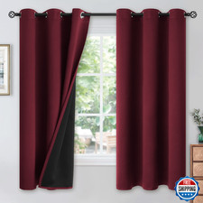 YoungsTex Burgundy 42x63" Blackout Grommet Curtains 2 Panels Thermal Insulated