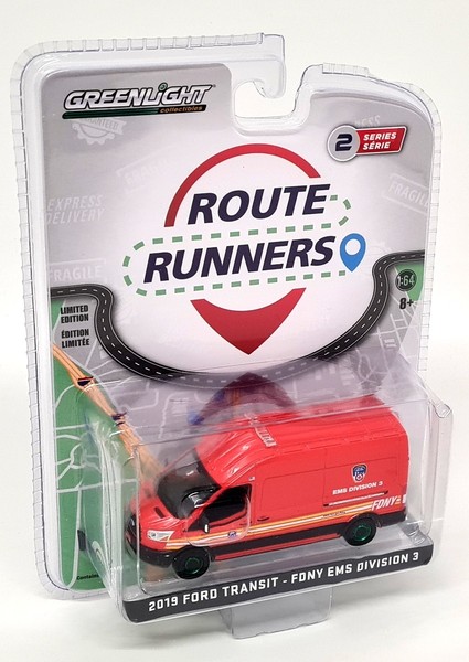 Greenlight 1/64 - Ford Transit 2019 Fdny Ems Division Chase Diecast Model Van-image